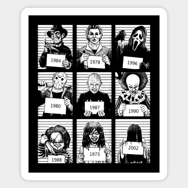 Halloween Mug Shot / Horror Movie Character Magnet by RadRetro